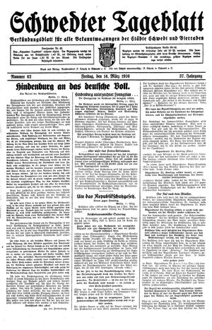 Schwedter Tageblatt vom 14.03.1930
