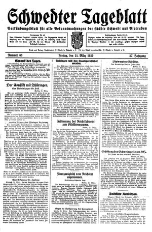 Schwedter Tageblatt on Mar 21, 1930