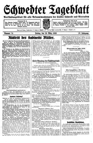 Schwedter Tageblatt vom 28.03.1930