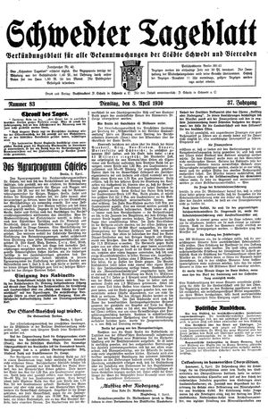 Schwedter Tageblatt vom 08.04.1930