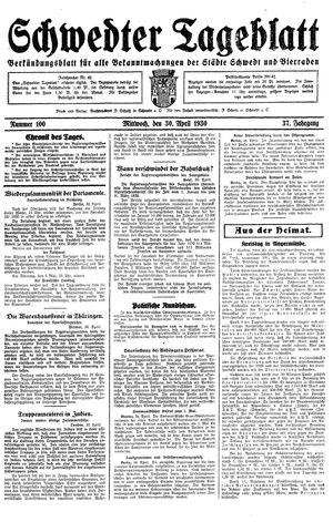 Schwedter Tageblatt on Apr 30, 1930