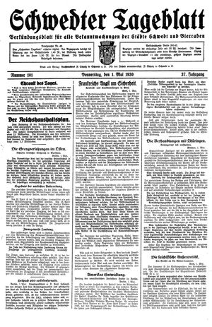 Schwedter Tageblatt vom 01.05.1930