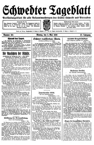Schwedter Tageblatt vom 05.05.1930