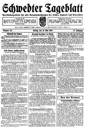 Schwedter Tageblatt vom 16.05.1930
