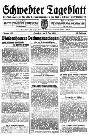 Schwedter Tageblatt vom 07.06.1930