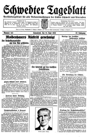 Schwedter Tageblatt vom 21.06.1930