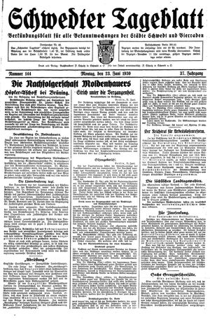 Schwedter Tageblatt vom 23.06.1930