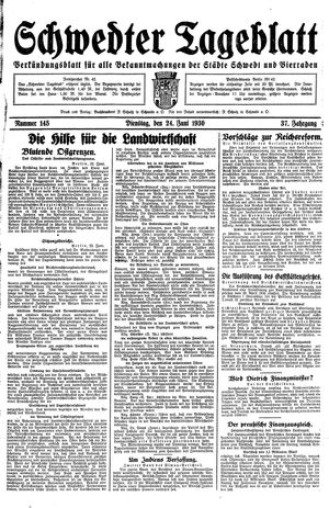 Schwedter Tageblatt vom 24.06.1930