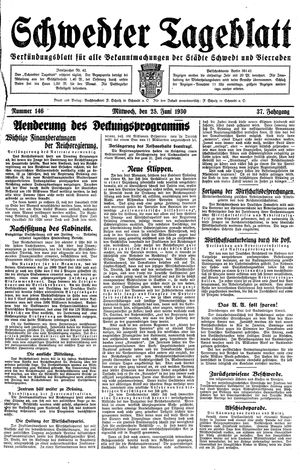 Schwedter Tageblatt vom 25.06.1930