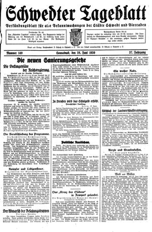 Schwedter Tageblatt vom 28.06.1930