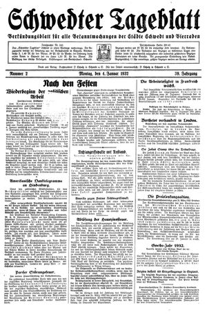 Schwedter Tageblatt vom 04.01.1932