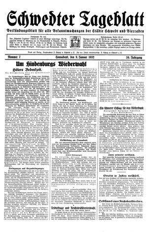 Schwedter Tageblatt vom 09.01.1932