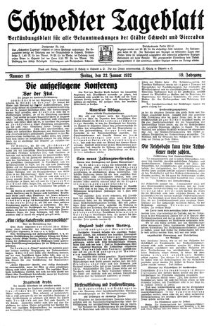 Schwedter Tageblatt vom 22.01.1932