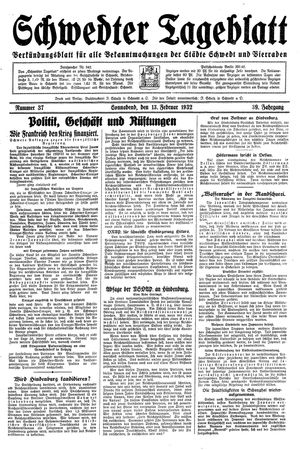 Schwedter Tageblatt on Feb 13, 1932