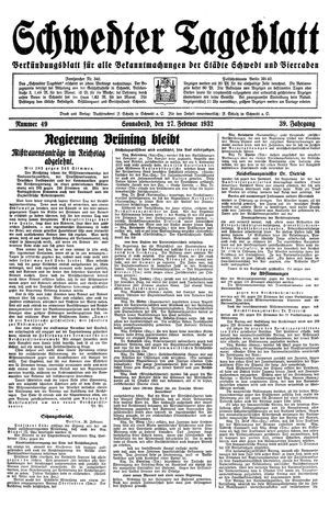 Schwedter Tageblatt vom 27.02.1932