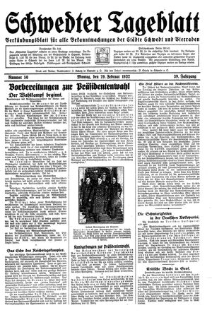 Schwedter Tageblatt vom 29.02.1932