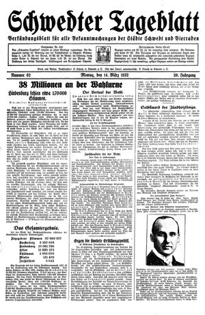 Schwedter Tageblatt vom 14.03.1932