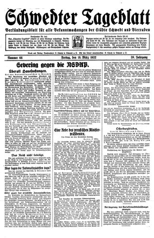 Schwedter Tageblatt vom 18.03.1932