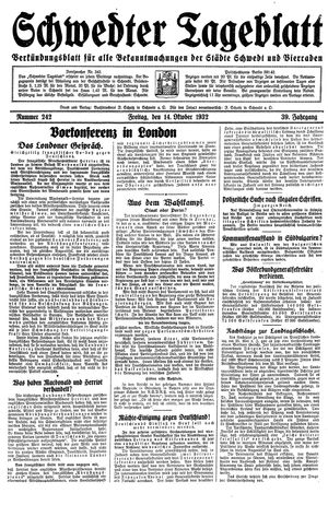 Schwedter Tageblatt vom 14.10.1932