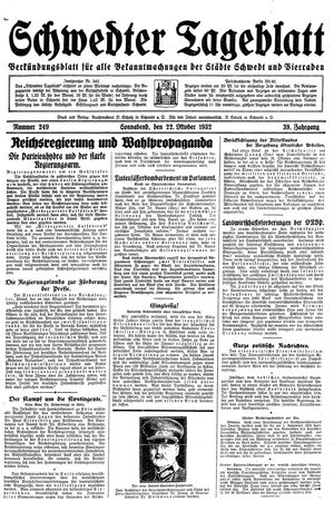 Schwedter Tageblatt on Oct 22, 1932