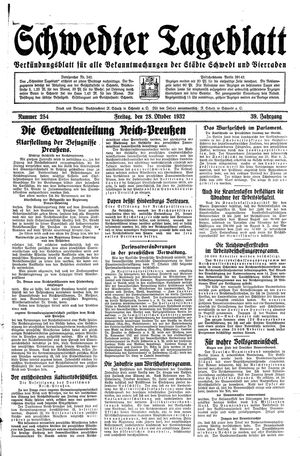 Schwedter Tageblatt vom 28.10.1932