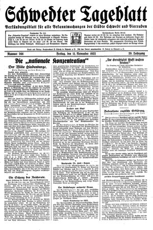 Schwedter Tageblatt vom 11.11.1932