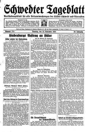 Schwedter Tageblatt vom 22.11.1932