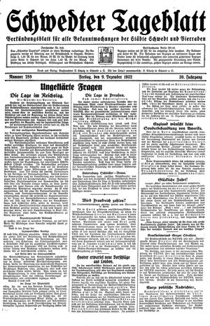 Schwedter Tageblatt on Dec 9, 1932