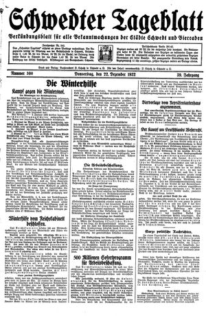Schwedter Tageblatt vom 22.12.1932