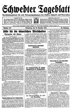 Schwedter Tageblatt on Dec 29, 1932