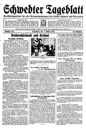 Schwedter Tageblatt on Oct 7, 1933