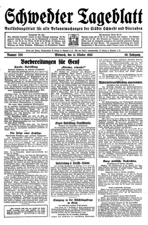 Schwedter Tageblatt vom 11.10.1933