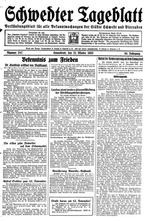 Schwedter Tageblatt vom 21.10.1933