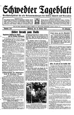 Schwedter Tageblatt vom 25.10.1933