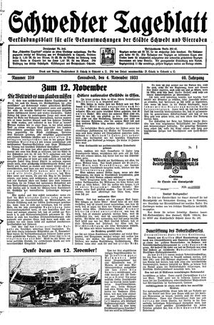 Schwedter Tageblatt vom 04.11.1933