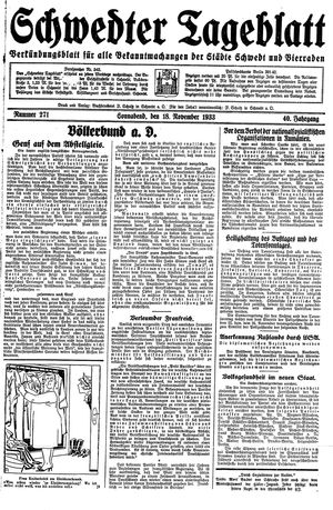 Schwedter Tageblatt vom 18.11.1933