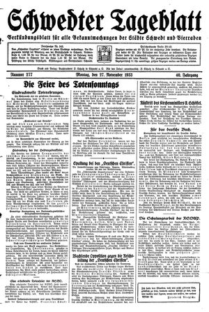 Schwedter Tageblatt vom 27.11.1933