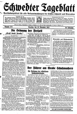 Schwedter Tageblatt vom 28.11.1933