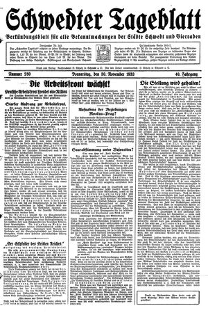 Schwedter Tageblatt vom 30.11.1933