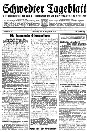 Schwedter Tageblatt vom 05.12.1933