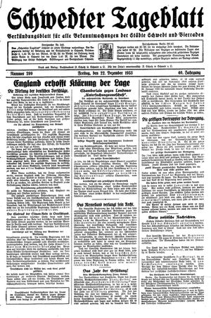 Schwedter Tageblatt vom 22.12.1933