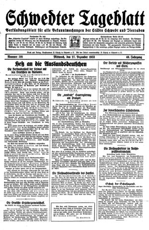 Schwedter Tageblatt vom 27.12.1933