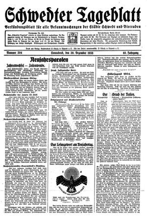 Schwedter Tageblatt vom 30.12.1933
