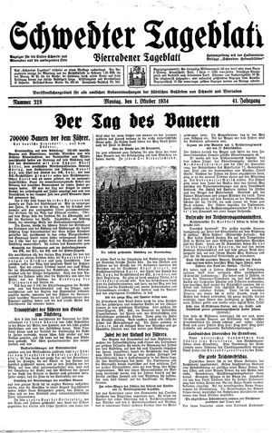 Schwedter Tageblatt on Oct 1, 1934