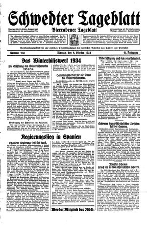 Schwedter Tageblatt vom 08.10.1934