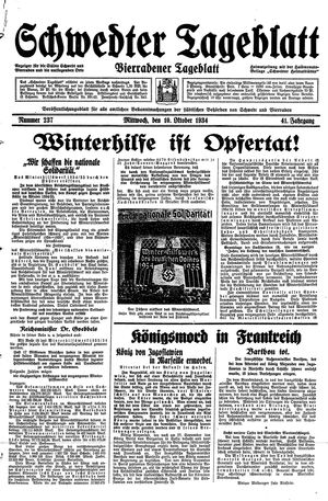 Schwedter Tageblatt vom 10.10.1934