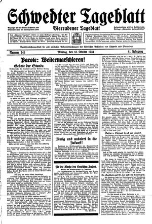 Schwedter Tageblatt vom 15.10.1934