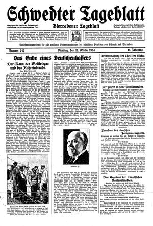 Schwedter Tageblatt vom 16.10.1934