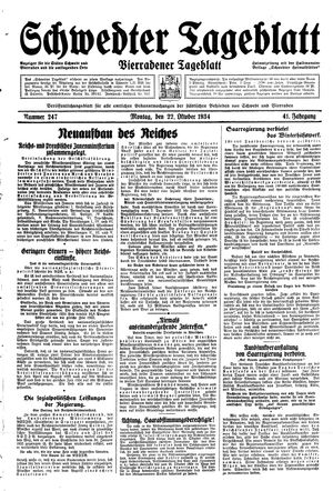 Schwedter Tageblatt vom 22.10.1934