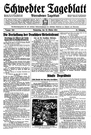 Schwedter Tageblatt vom 25.10.1934